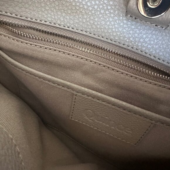 Quince Taupe Italian Leather Triple Compartment Work Tote EUC Org $169 - Picture 8 of 9
